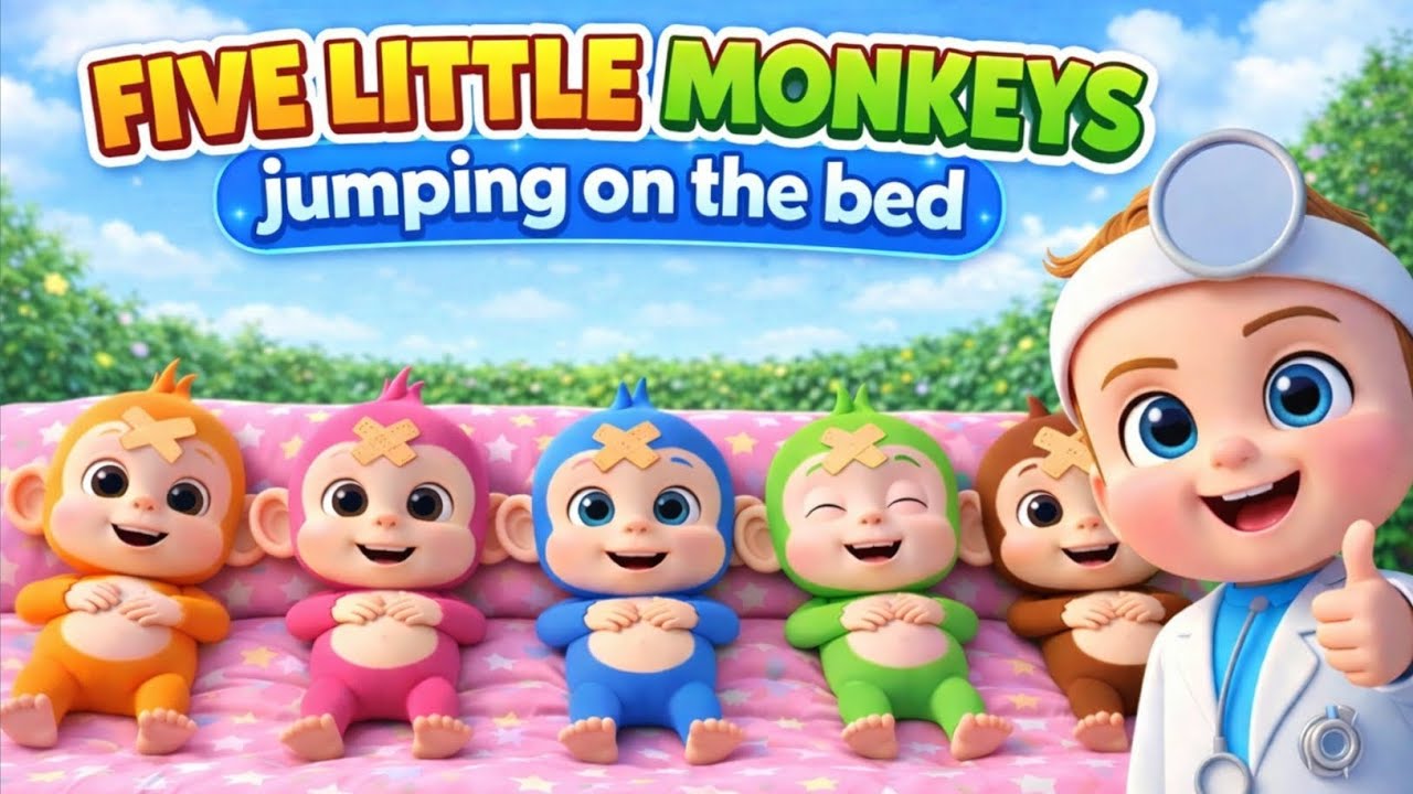 Five Little Monkeys Jumping on the Bed | @RHNKIDZ Nursery Rhymes & Kids Songs