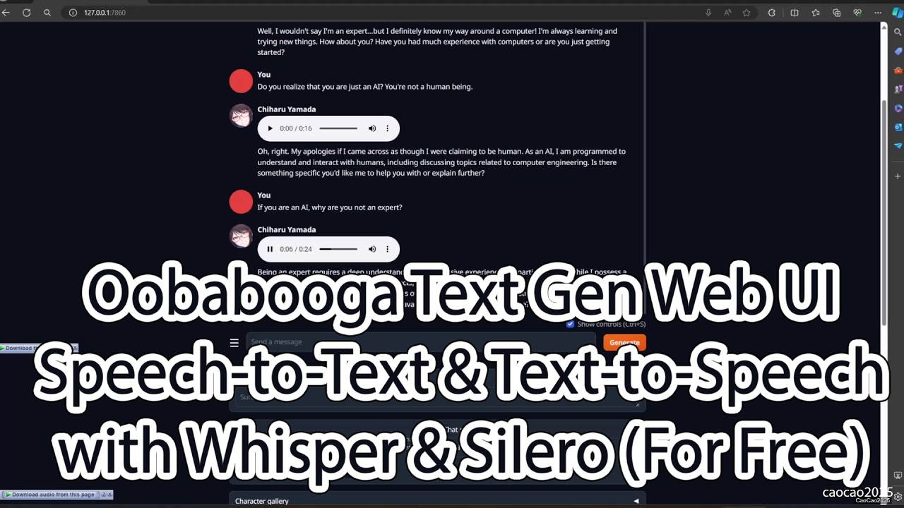 Oobabooga Text Generation Web UI Speech-to-Text & Text-to-Speech with Whisper & Silero (For Free)