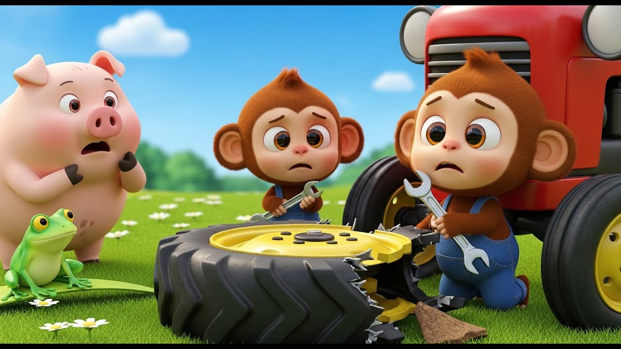 BiBi Monkey & The Broken Tractor Trouble! 🐒🚜💥 | Monkey Family