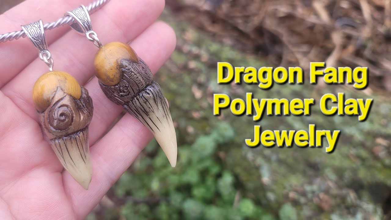 Polymer Clay and Bead Fang Jewelry, Earrings or Pendant