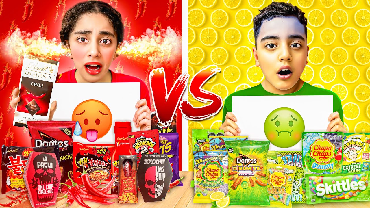 ميرنا ومالك عملو تحدي🌶️/ الأكل الحار🌶️🥵والأكل الحامض🍋😨