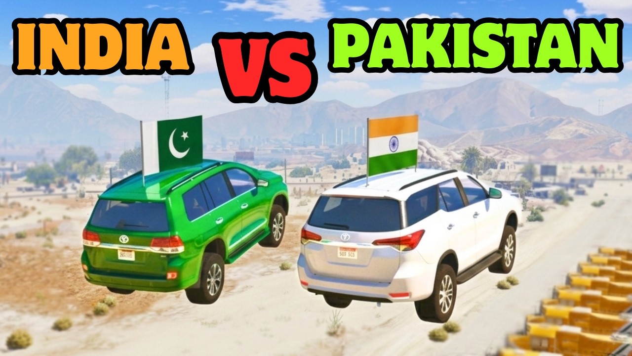 GTA 5: Indian vs Pakistani Cars Extreme Train Jump Challenge! | GTA 5 MODS #gta5 #gtav #gta5hindi
