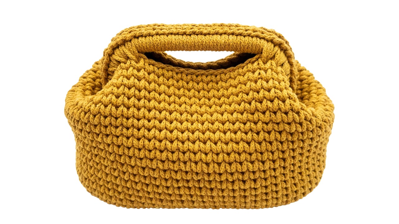 Crochet Handbag with Tubular Hinge Frame, 3mm Braided Cotton Cord