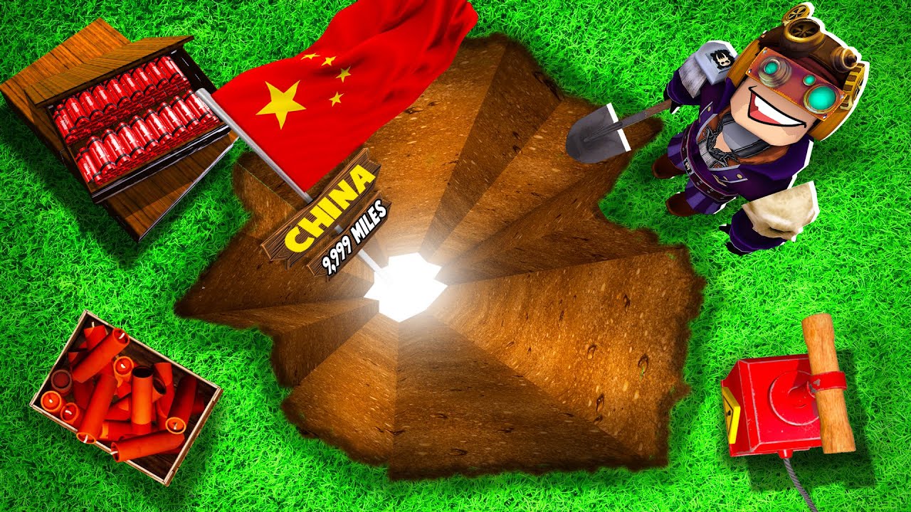 SCAVO UN BUCO FINO PER ARRIVARE IN CINA SU ROBLOX!!