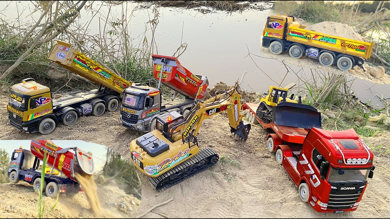 Aksi # Ep26 Strong Scale RC Excavator 1550, Dump Truk 1536 and bulldozer 1569 Scania RC Muatan Tana