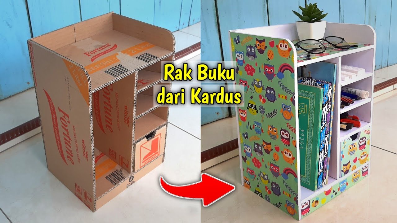 TUTORIAL MEMBUAT RAK BUKU DARI KARDUS