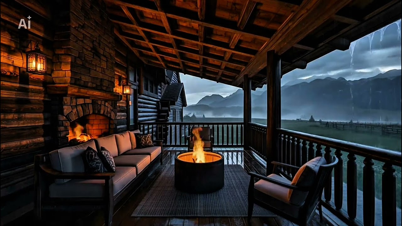 Cozy Rainy Mountain Cabin – 2 Hours Relaxing Ambience #naturesounds #rain #rainsounds #asmrforsleep 