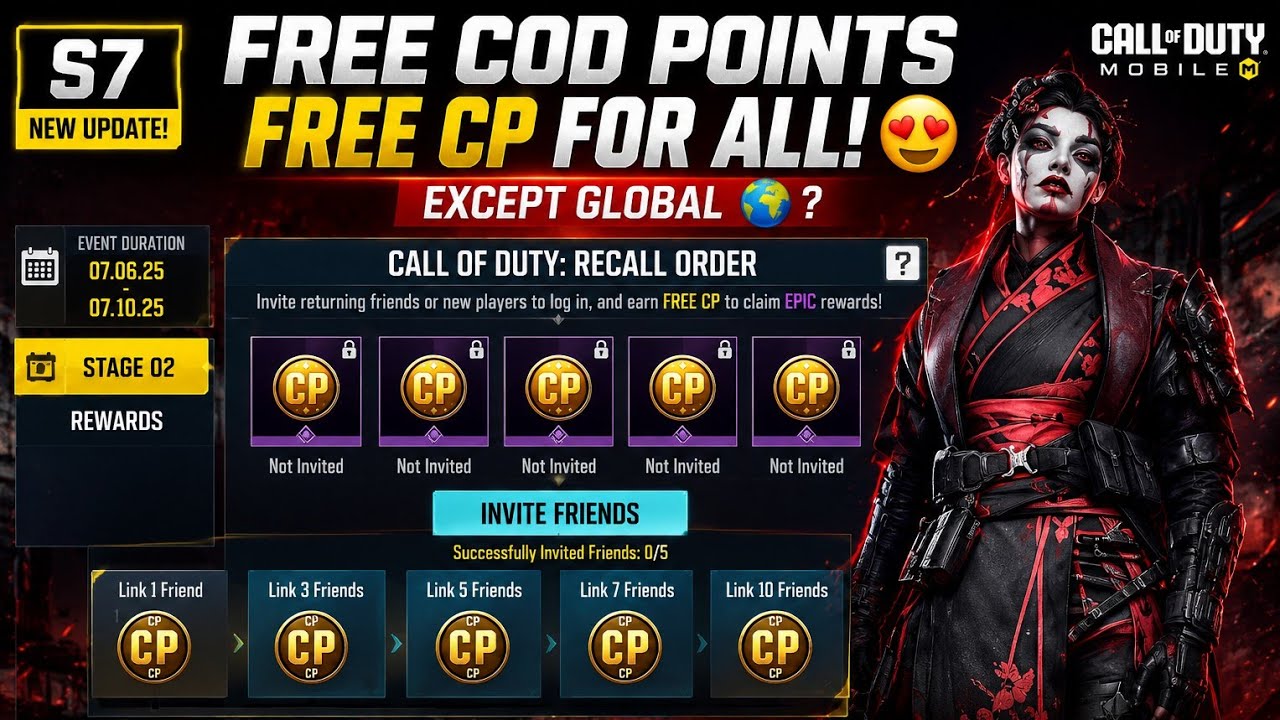 Season 7 FREE CP for Every COD Mobile Server (Except Global) CODM