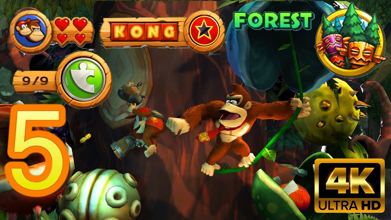 Donkey Kong Country Returns - World 5 [Forest] | No Damage / All Collectibles [4K]