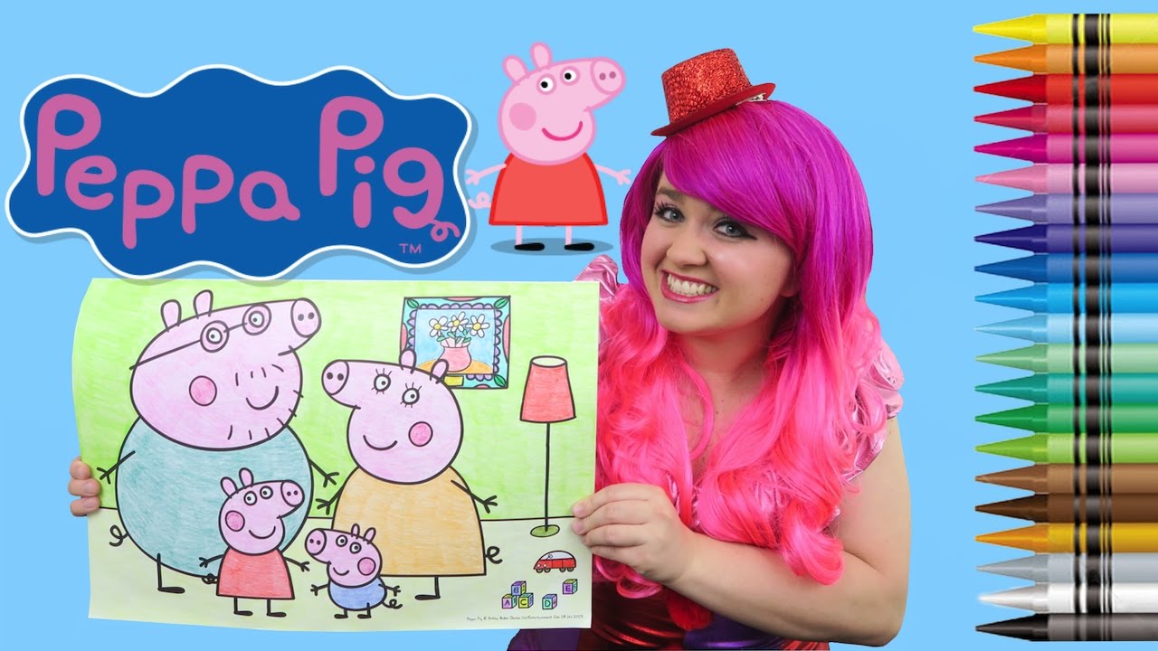 Coloring Peppa Pig JUMBO Coloring Page Crayola Crayons | COLORING WITH KiMMi THE CLOWN
