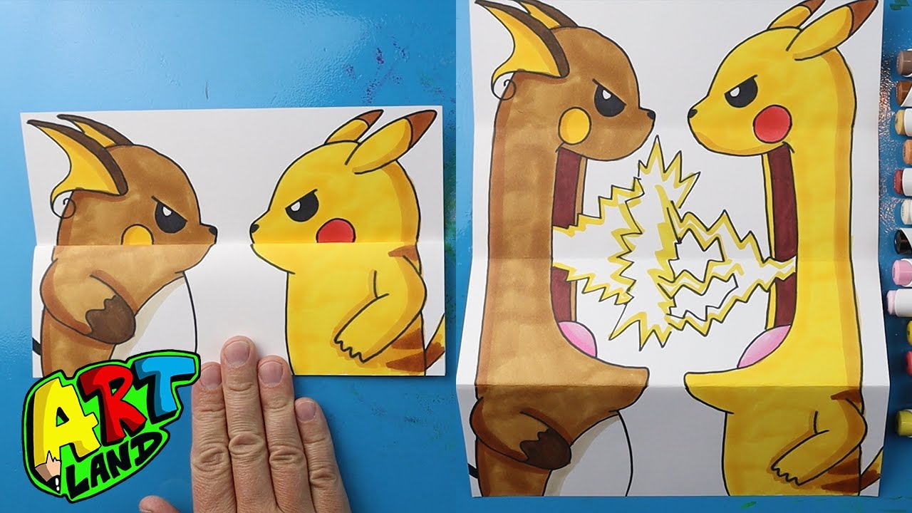 How to Draw Pikachu vs Raichu Folding Surprise
