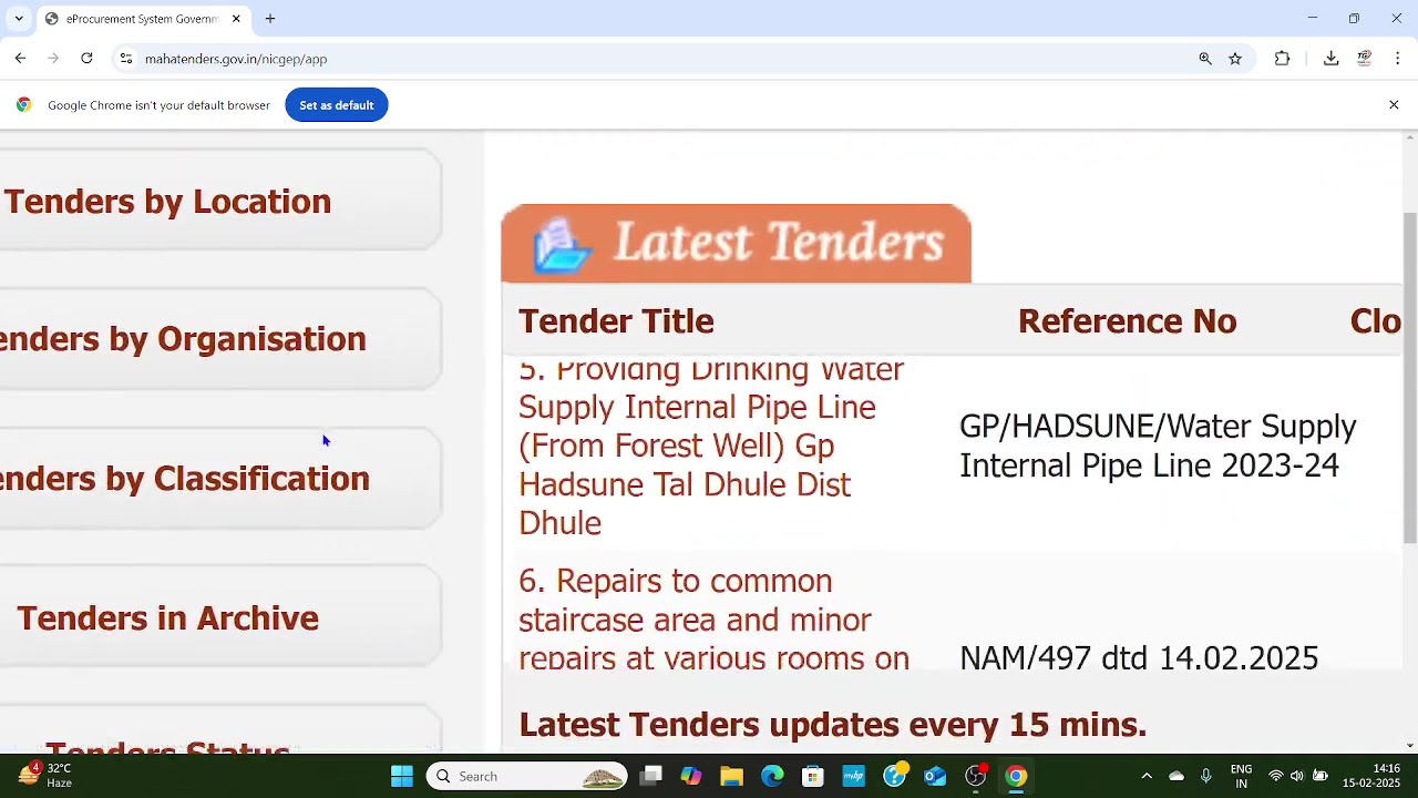 how to search tender on mahatenders portal |