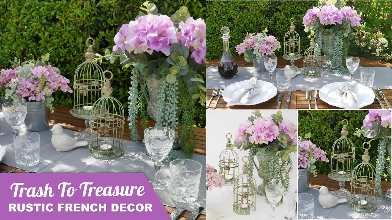 #BirdsParty Trash To Treasure Rustic French Country Tablescape with transformed Thrift Store Décor 🌿