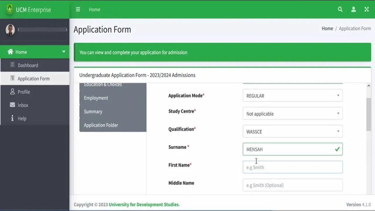 University for Development Studies Online Applications
