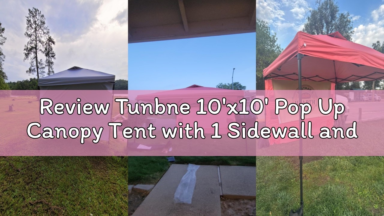 Review Tunbne 10'x10' Pop Up Canopy Tent with 1 Sidewall and 6 Pockets, One Push Setup, Instant Shad