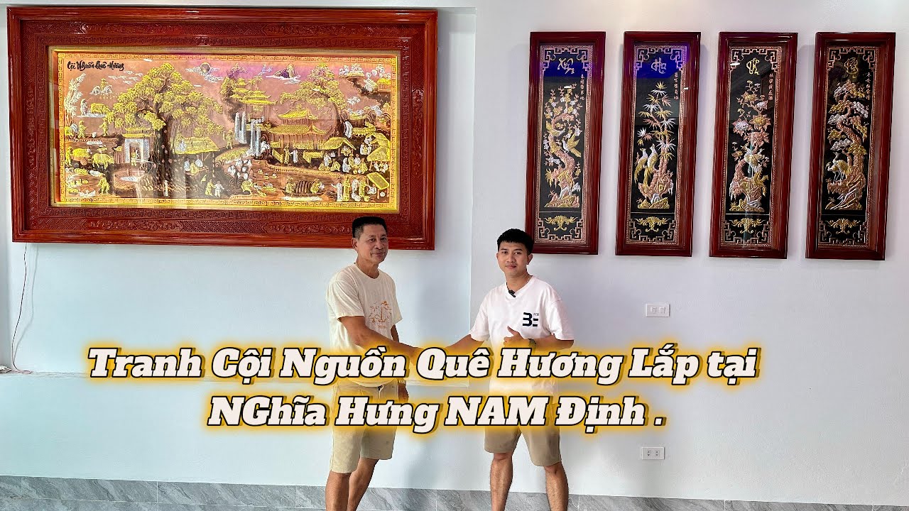 Tranh đồng đỏ cội nguổn quê hương + thuận buồm xuôi gió + tứ quý lắp đặt tại Nghĩa Hưng Nam Định .