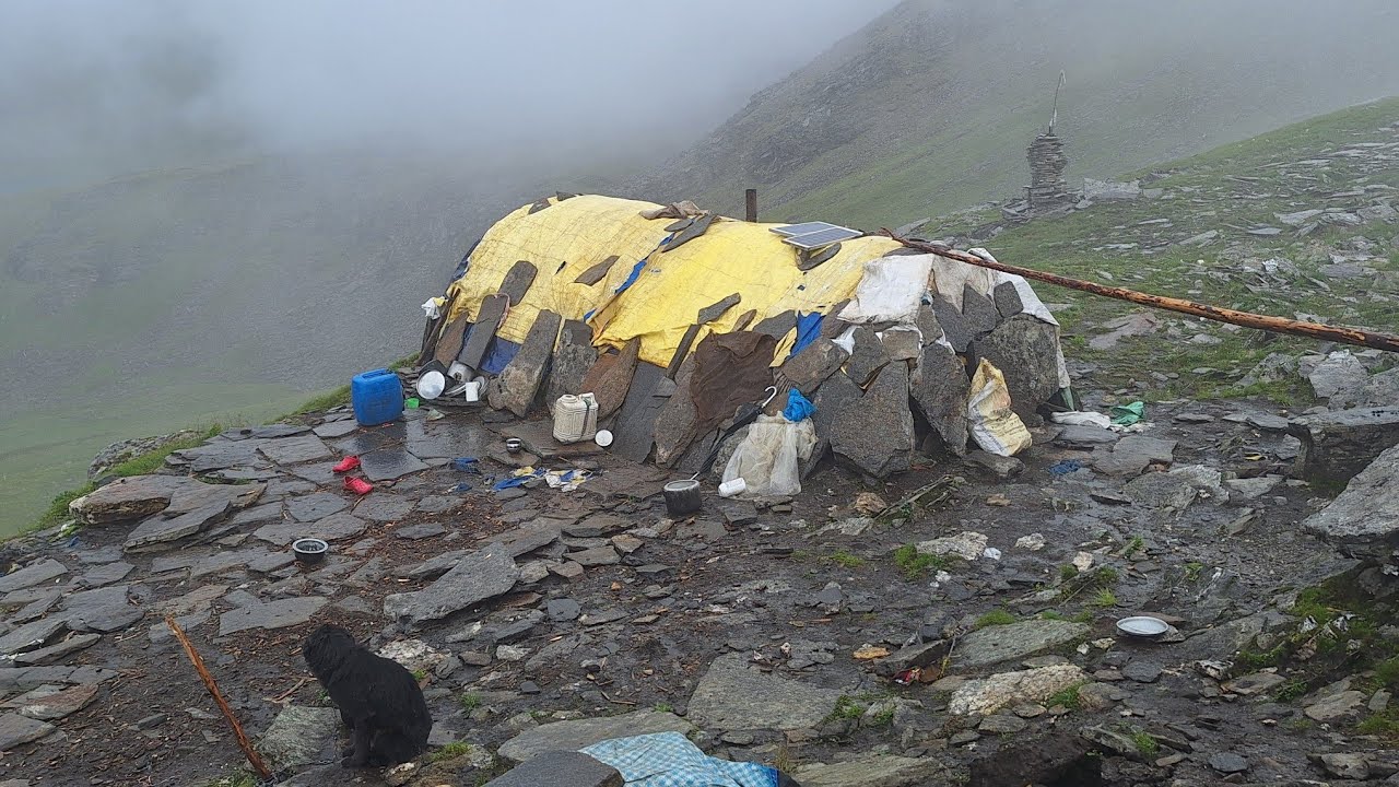 Heavy Rain in The Nomadic Mountain Village Of Nepal | Shepherd Food Cooking | Rela Shepherd Life