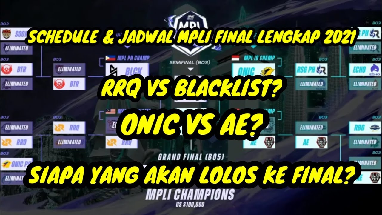 SCHEDULE & JADWAL MPLI FINAL 2021 TERBARU!!! RRQ VS BLCK | ONIC VS AE MOBILE LEGENDS