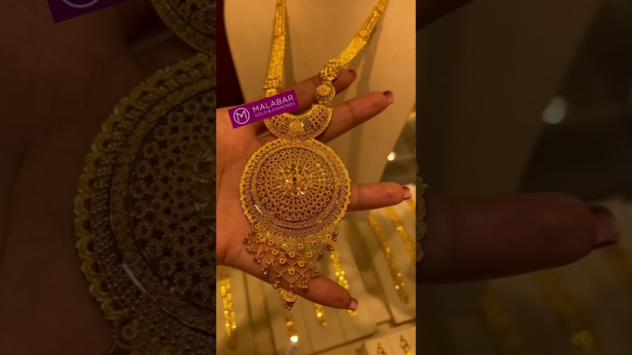Malabar latest long gold necklaces #gold #goldjewellery #malabar #necklace #goldnecklace