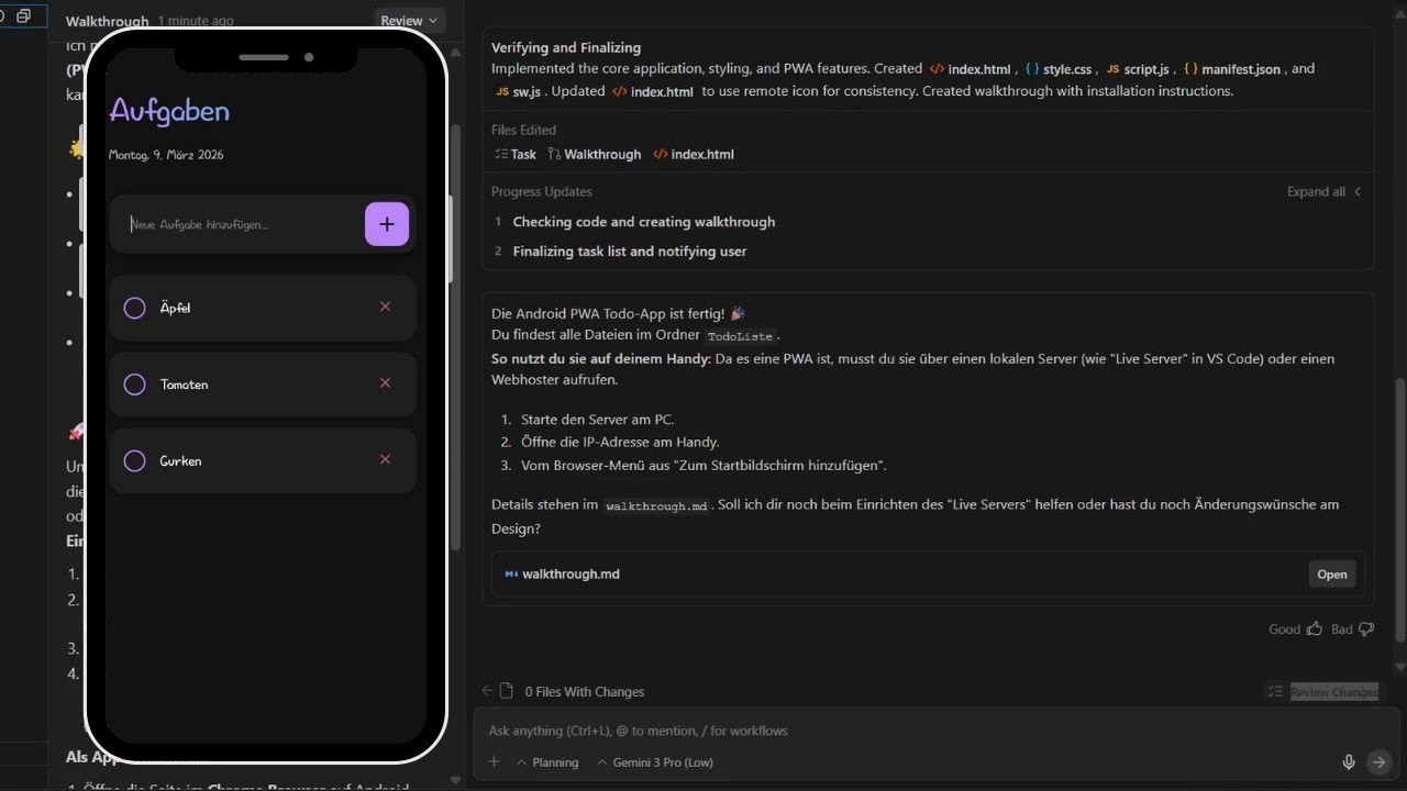 ntigravity App erstellen ohne Programmieren – KI Test