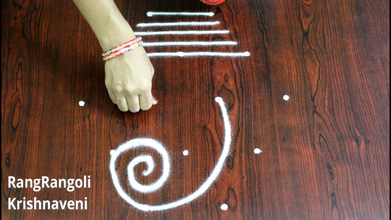 Ganesh Chaturthi Rangoli with 4*2 dots | Vinayaka Chavithi Muggulu | Vinayagar Kolam |RangRangoli