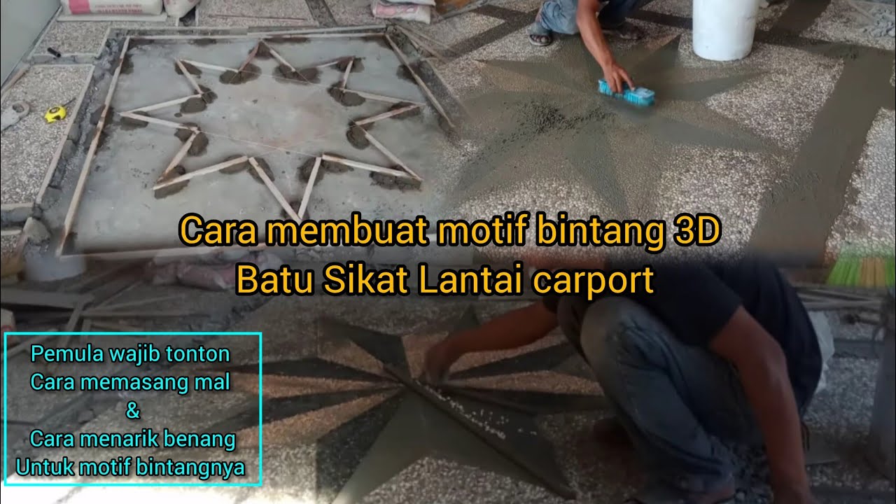 Cara membuat motif bintang 3D Batu sikat lantai carport untuk pemula
