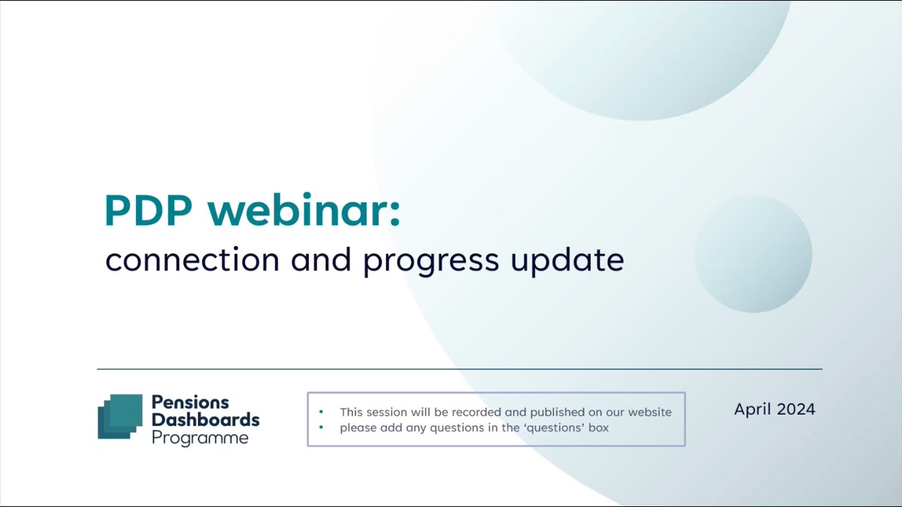 PDP webinar: connection and progress update