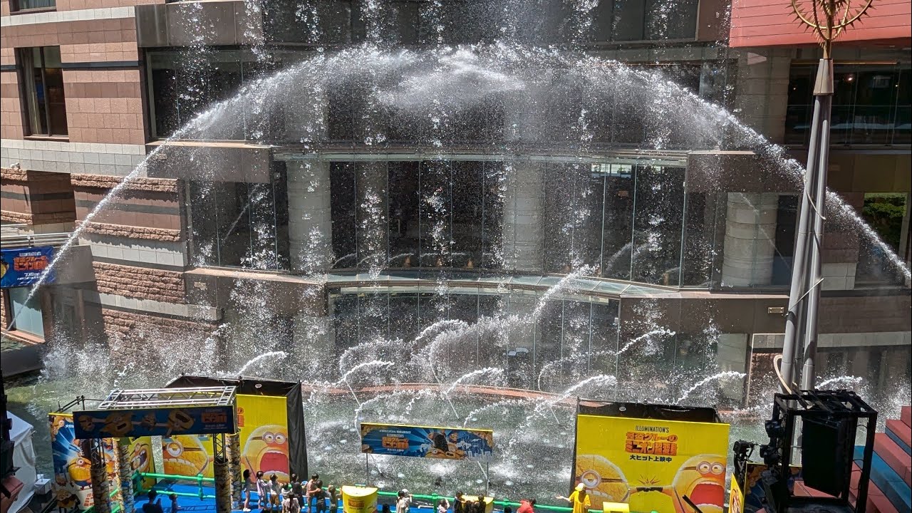【怪盗グルーのミニオン超変身】夏休み体感型噴水アトラクション『キャナルスプラッシュ』キャナルシティ博多噴水ショー