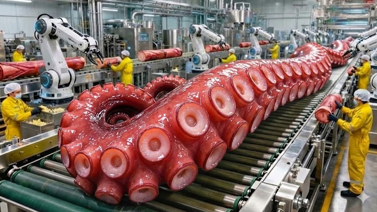Produce 2,000KG at a time: Parboiled Octopus Mass Production - USA Seafood Factory (Full Process)