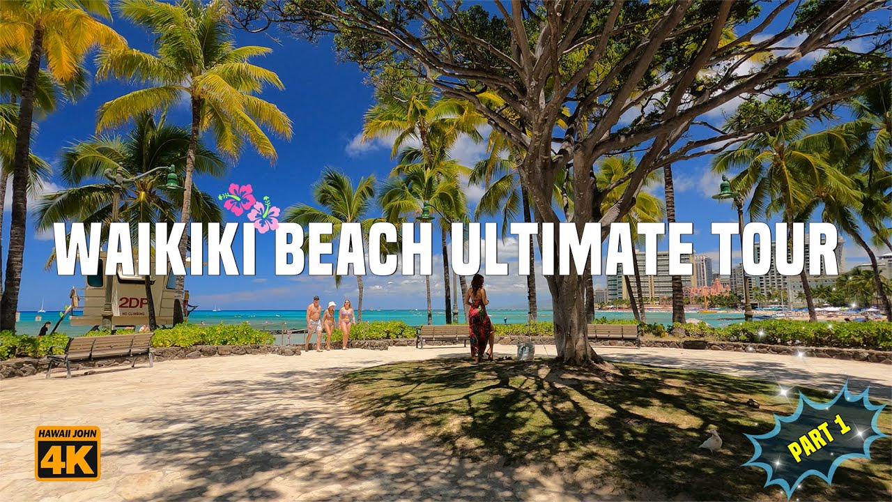 WAIKIKI BEACH: The Ultimate 4K Beach Sketch Tour PART 1 ⛱️ Beautiful Beach Crowded With Beachcombers