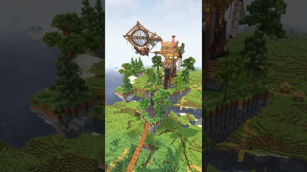 Minecraft flying islands steampunk building #minecraft