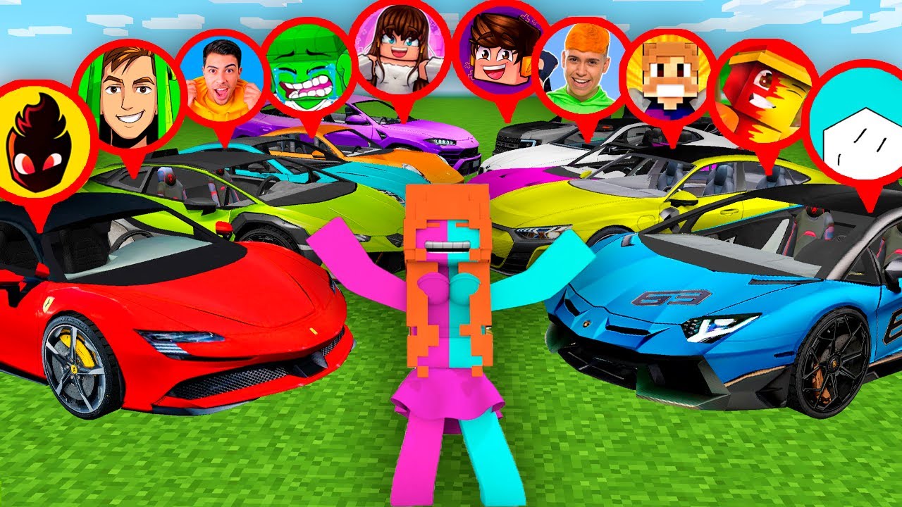 PEGUEI SUPER CARROS dos YOUTUBERS DA CRAFT LEGENDS