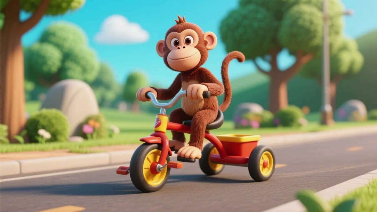 Monkey Rides a Trike 🐵🚲 | Fun Animal Song for Kids | Nursery Rhymes