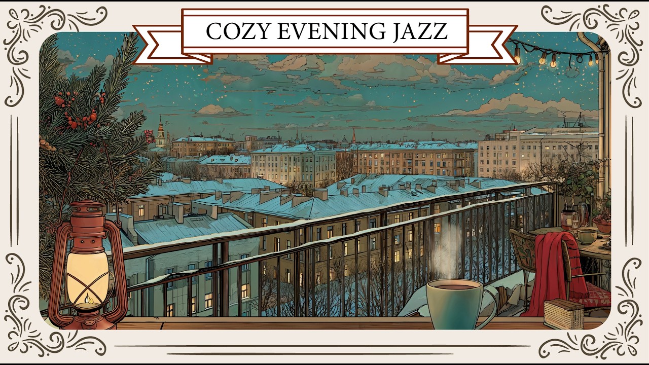 Muted Late Night Jazz Radio for Study  🌙 Winter Balcony Snowfall | Cozy Instrumental (No Vocals)