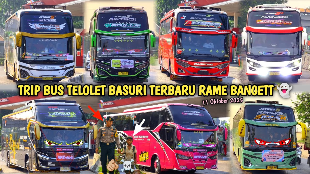 RAME FULL BUS TELOLET BASURI🥳 Hunting Bus Trip Anyer  Di Pusat Oleh Oleh CM7👏