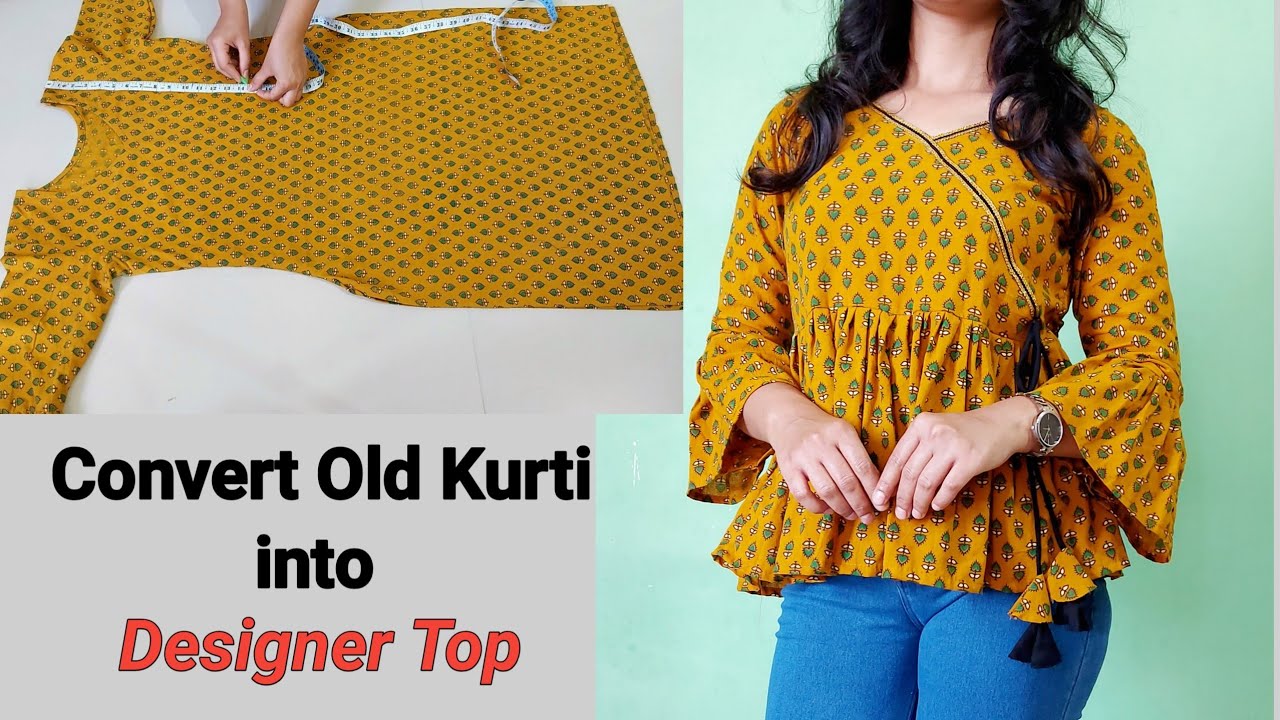Convert/Reuse Old Kurti Into Beautiful Peplum Top/ Frock | kurti Reuse Idea|Top Cutting & Stitching