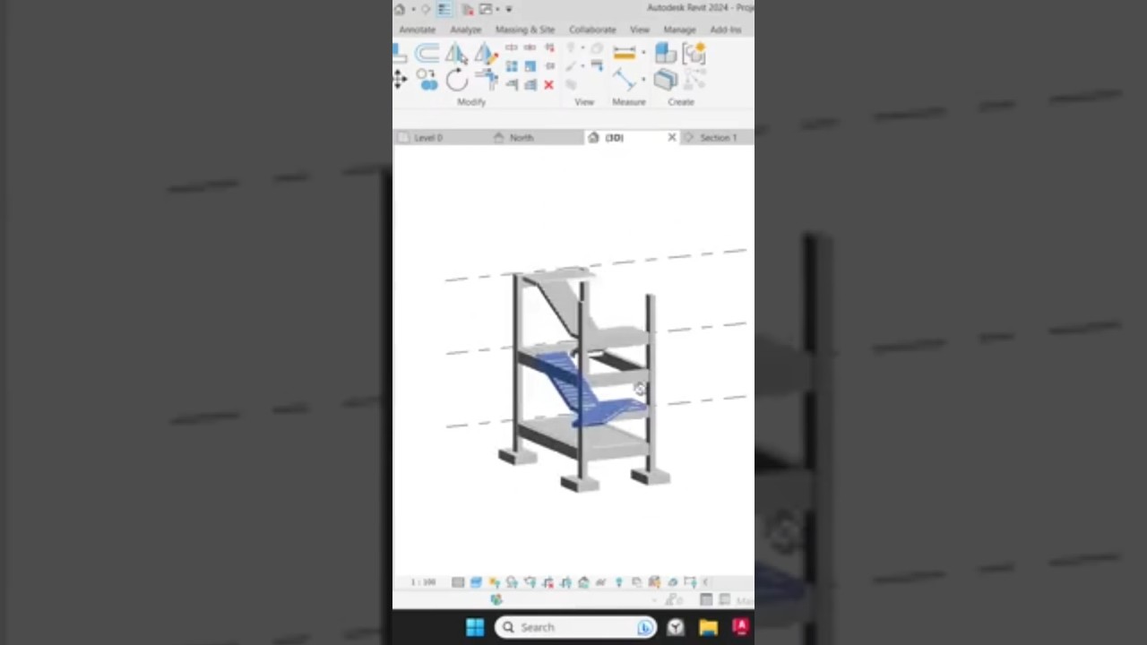 Model BIM 3D konstrukcji schod&oacute;w w programie Revit