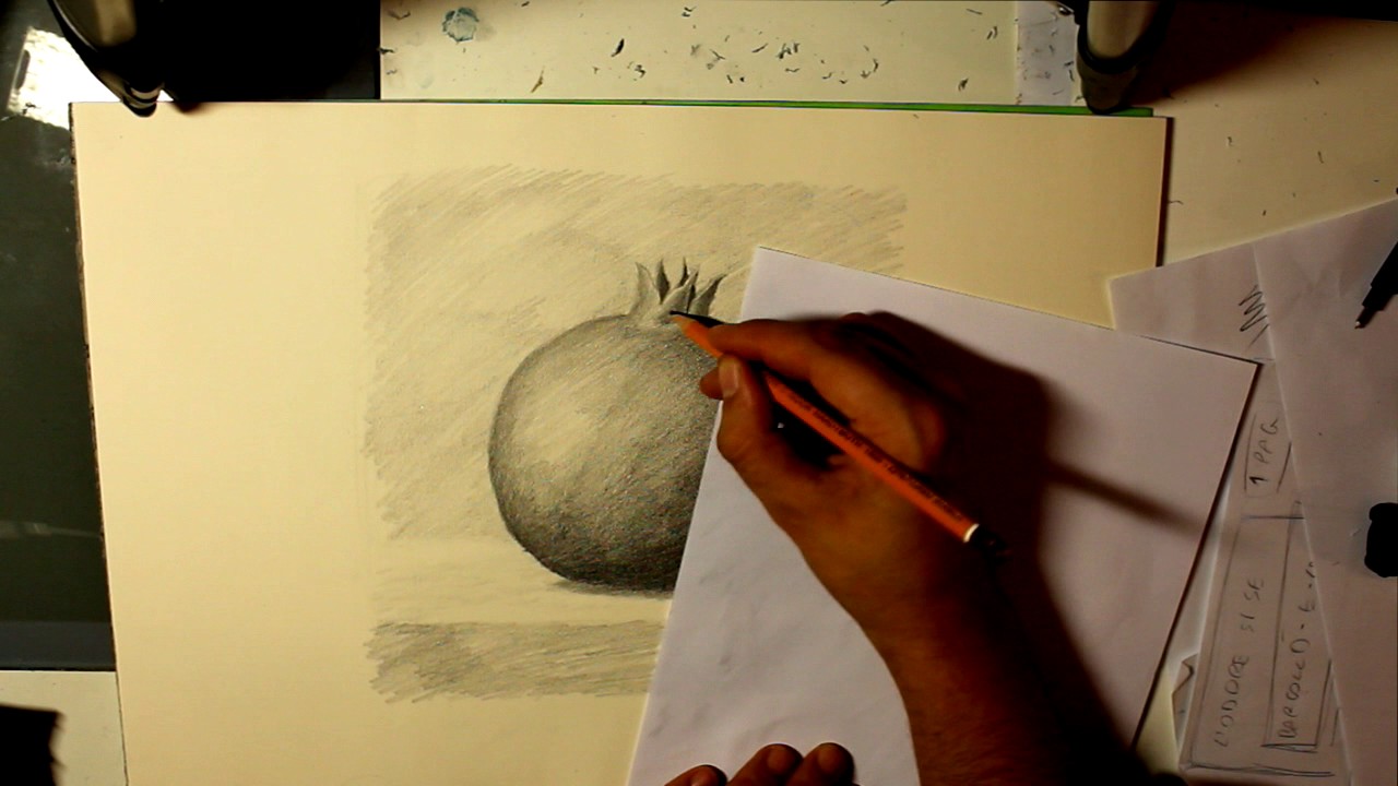 Tutorial-IL CHIAROSCURO parte 2. Come disegnare un melograno...how to draw a pomegranate