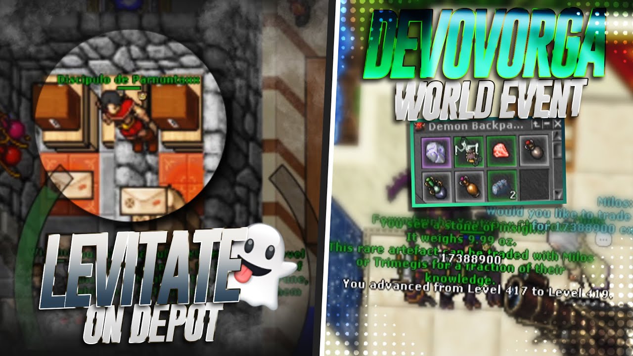 KICKSOFT AGAIN, LEVITATE ON DEPOT?!?!😆 and FREE 2 LEVEIS EVENT - TibiaBestClips #TibiaFerumbrinha🧙
