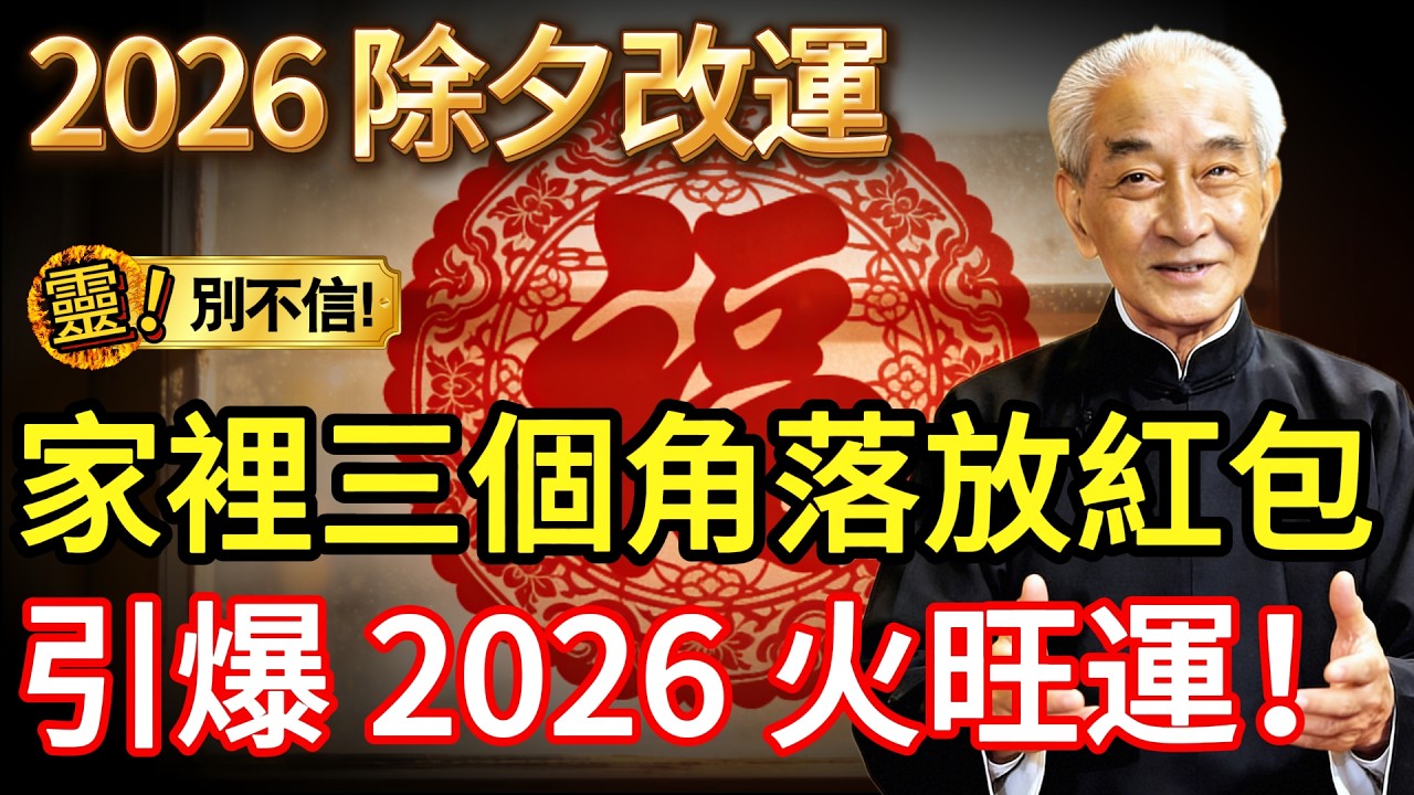 2026 除夕逆天改命：家裡這三個「隱密角落」放紅包，除盡整年晦氣，引爆 2026 離火旺運！#2026運勢 #除夕改運 #南懷瑾 #紅包開運 #離火九運 #居家風水 #除晦氣 #招財儀式 #命理教學