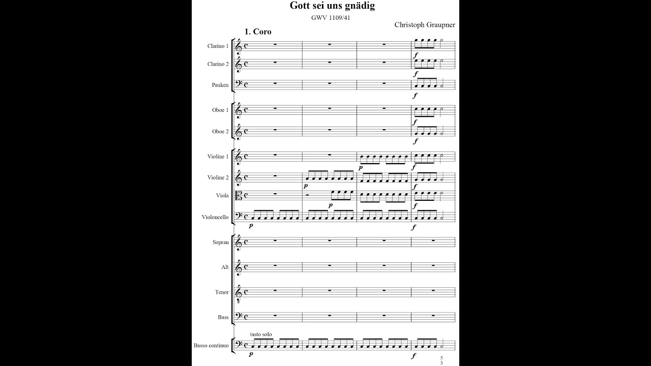 Christoph Graupner - Cantata: Gott sei uns gnädig, GWV 1109/41. {w/ score.}