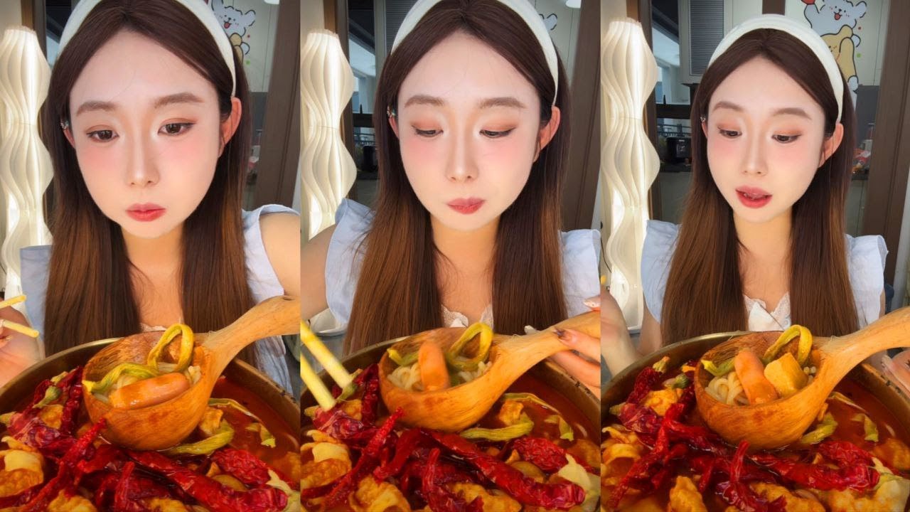 ASMR SPICY MALA TANG MUKBANG 🔥 Extremely Spicy Noodles, Sausage, & Chili Peppers Eating Sounds