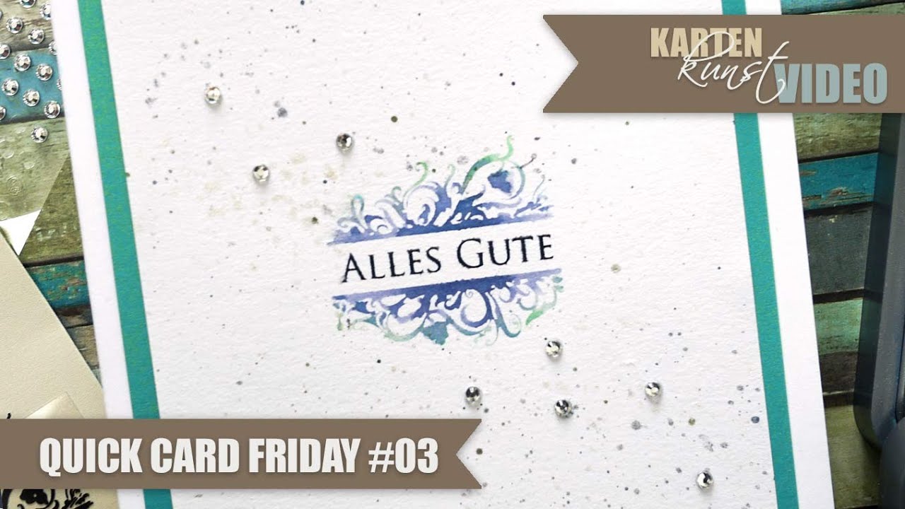 Karten Kunst Quick Card Friday #03 - mit Rock'n'Roll-Stempeltechnik