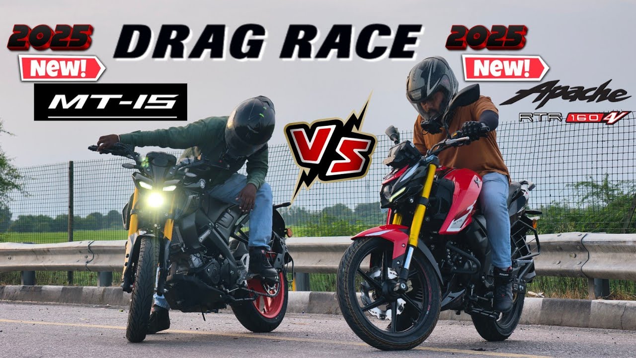 2025 apache RTR 160 4v VS 2025 Yamaha mt-15 🔥||drag race 💥||shocking results 🤯||
