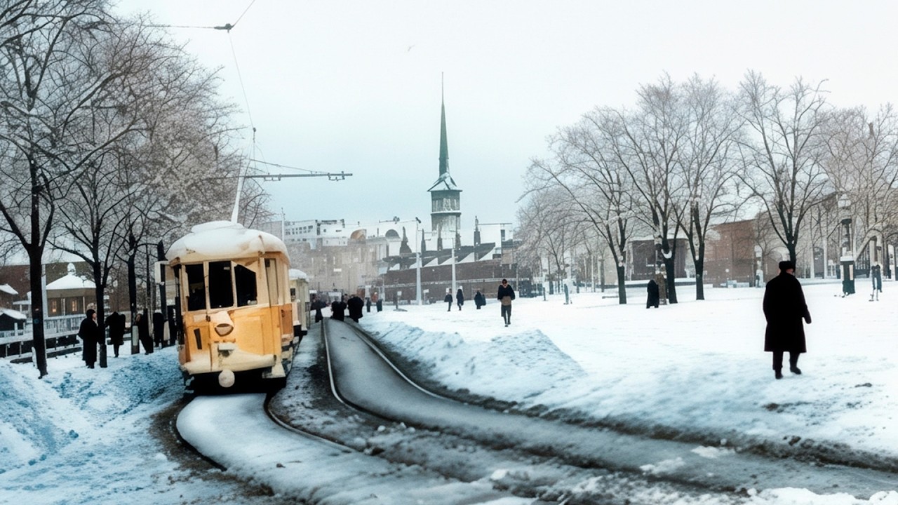 Winter and Christmas time in 1930s Copenhagen | Colorized with new technology