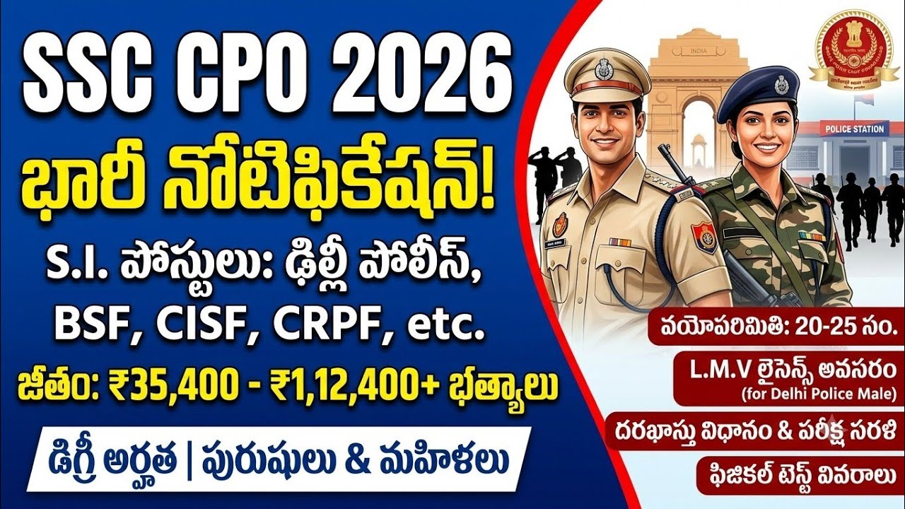 SSC CPO 1871 Post Notification 2026 Out! 🔥 | Delhi Police & CAPF SI Recruitment Details In Telugu