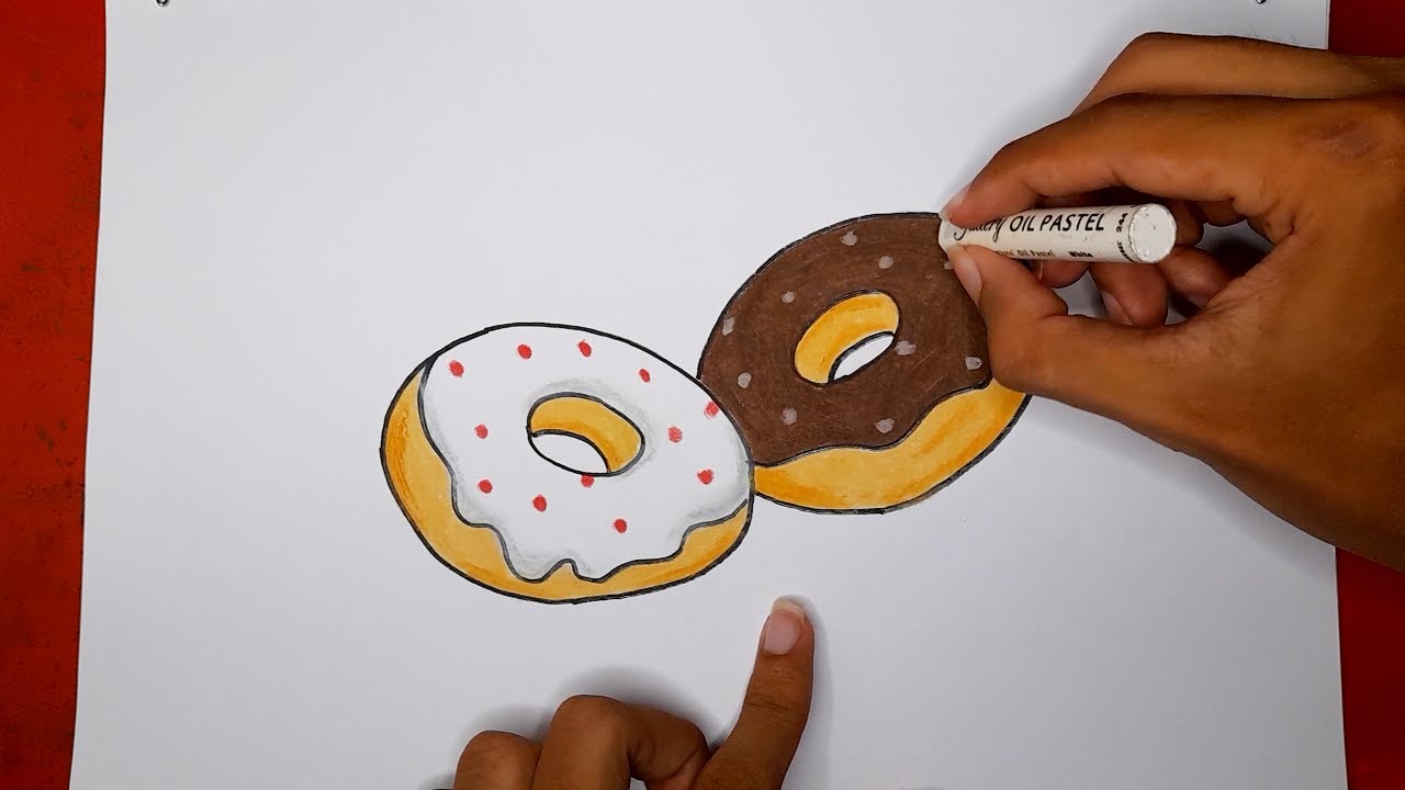 Cara Menggambar Donat Vanilla Dan Coklat Mudah