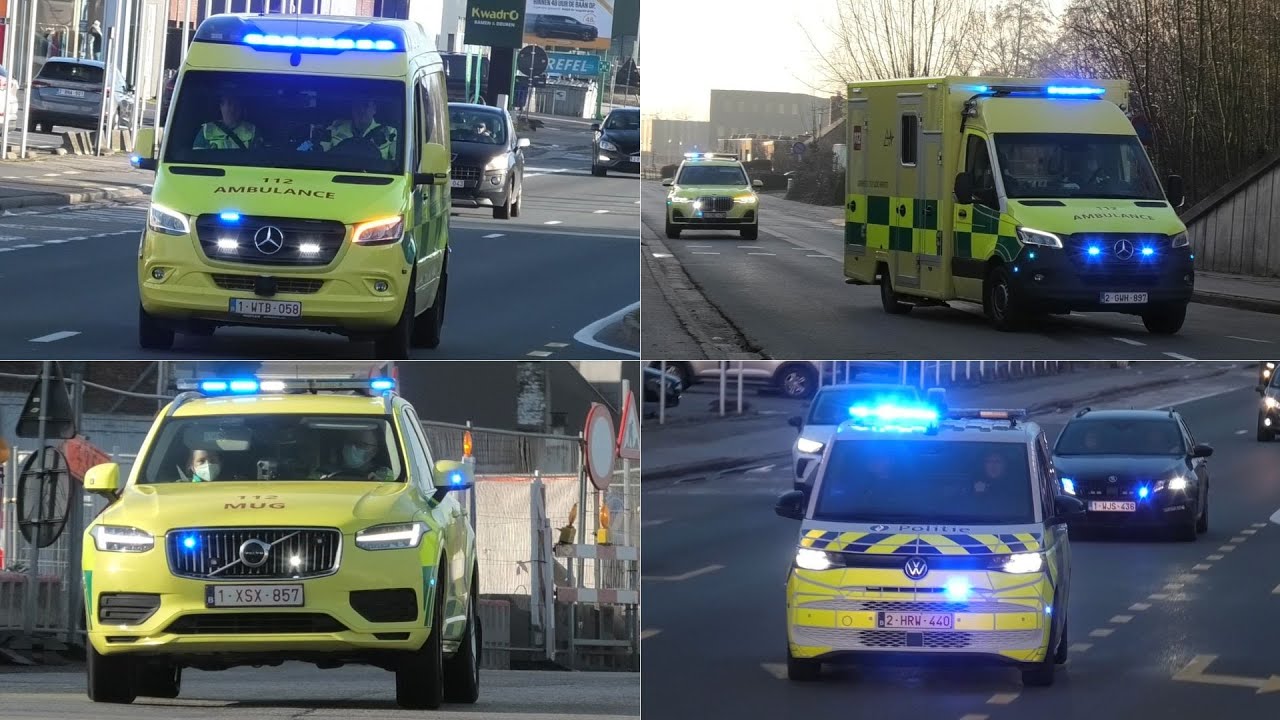 (Finse Sirene/Luchthoorn/rare Hi-Lo)Politie, Ziekenwagens, Mugs, Brandweer met spoed in Dendermonde