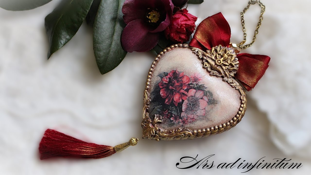 Heart locket for Valentine's Day. / Medalion serce na Walentynki. Decoupage tutorial. Vintage.