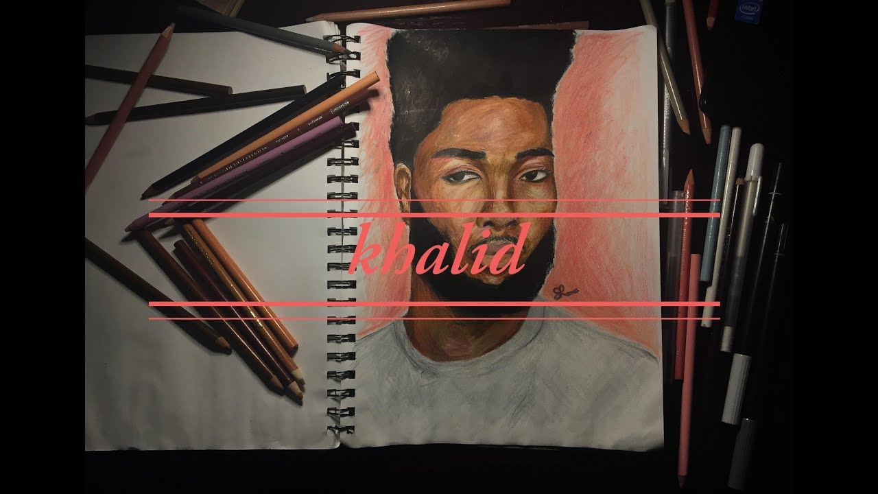 khalid - pencil crayon drawing - famous people series